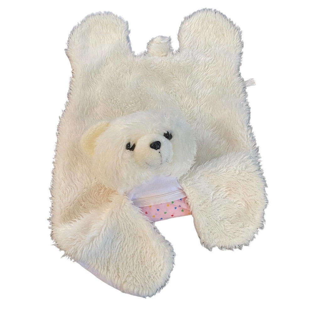 Ltd Commodities Inc Vtg 1997 White Pink Hearts Polar Bear Zip Sherpa Kids Rug